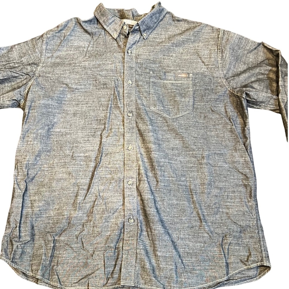 Eddie Bauer Mens 2XL Blue Cotton Chambray Long Sleeve Button Down Classic Shirt - Picture 3 of 8